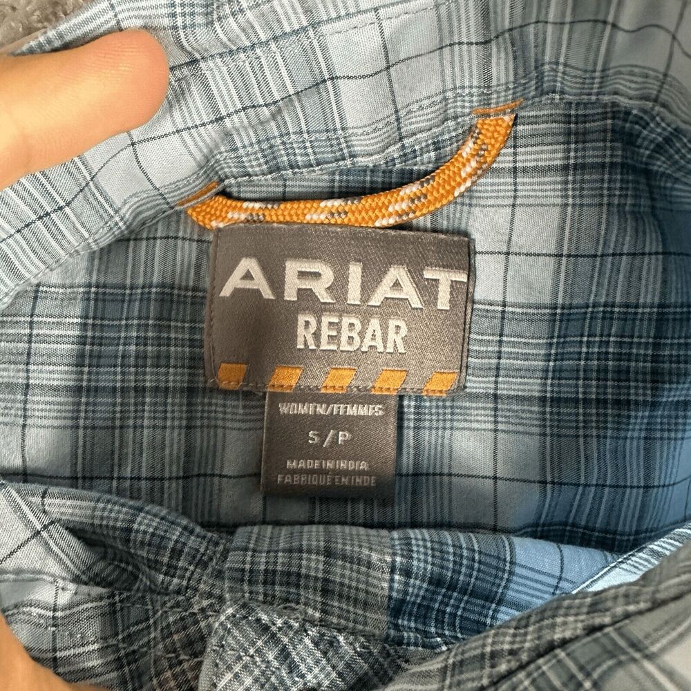 Ariat Women's Rebar Western Ranch Long Sleeve Button Up Shirt S Blue Barn Chores - Picture 9 of 16